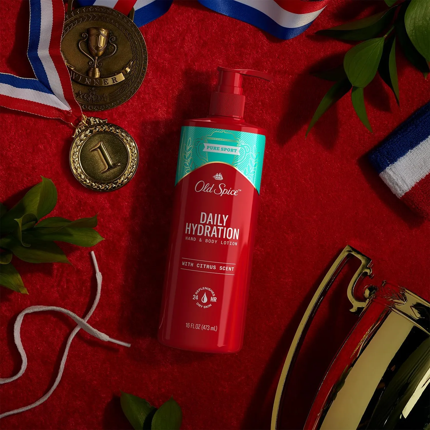 Old Spice Hand & Body Lotion for Men, Daily Hydration, 24/7 Hydration, 24/7 Replenishing Rich Moisture for Dry Skin, Lightweight Formula, Pure Sport with Citrus Scent, 16 fl (Pack of 4)