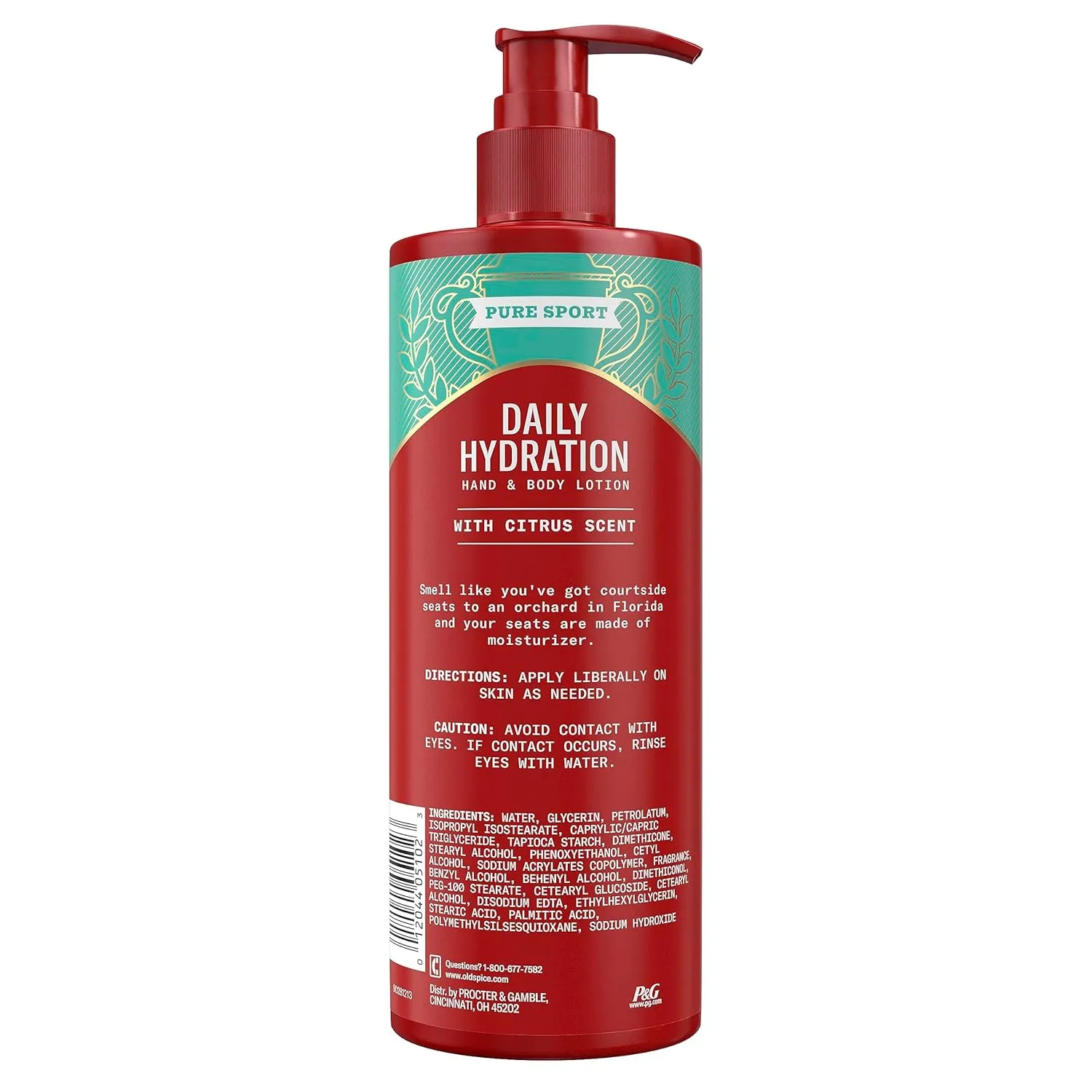 Old Spice Hand & Body Lotion for Men, Daily Hydration, 24/7 Hydration, 24/7 Replenishing Rich Moisture for Dry Skin, Lightweight Formula, Pure Sport with Citrus Scent, 16 fl (Pack of 4)