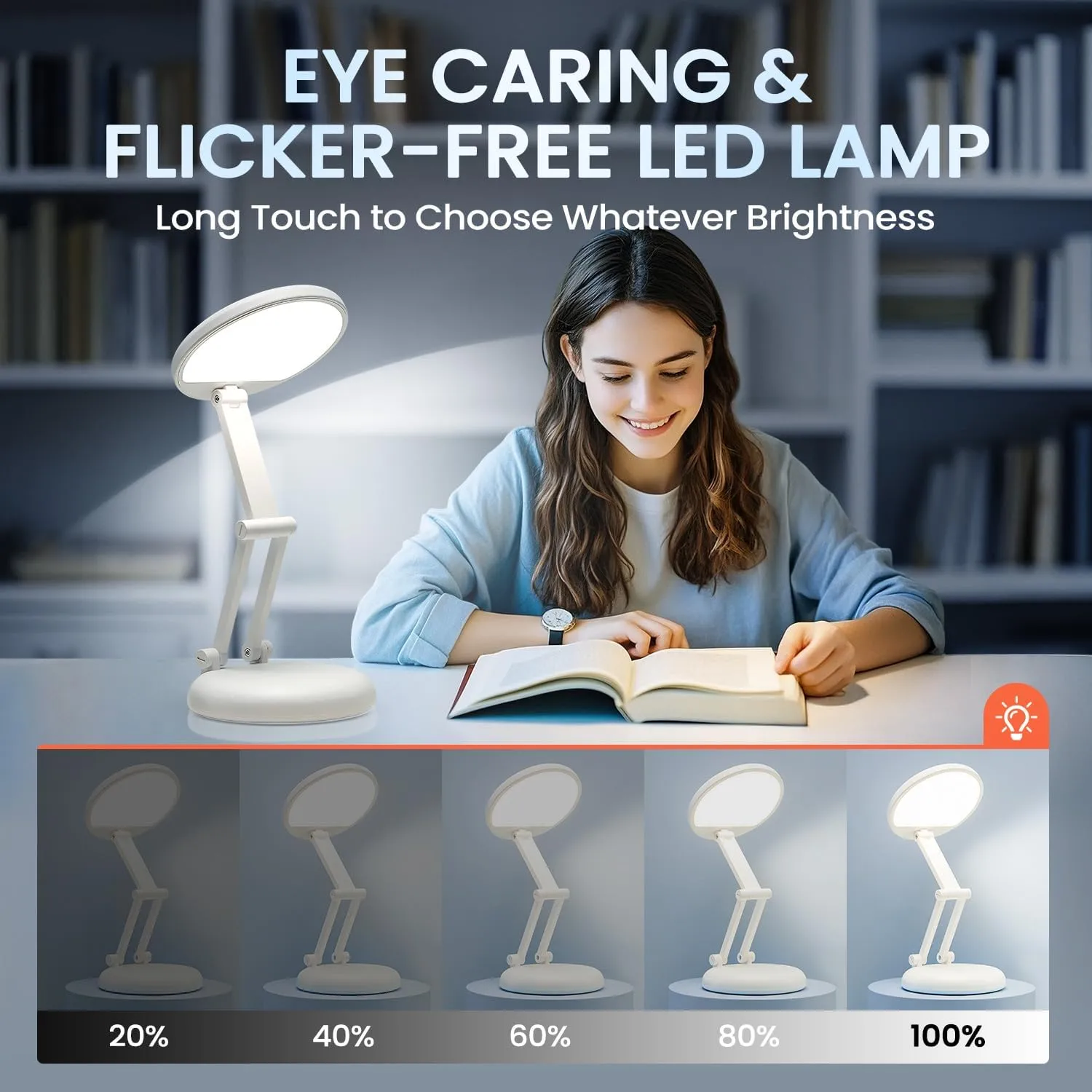 One Fire Desk Lamp,Dimmable Battery Powered Lights,3600mAh Rechargeable Wireless &Cordless Table Lamp,Small Cute Mini Lamp&Portable Light,Touch Strip USB Light for Bed,Reading,Home,Office,Nail,Craft