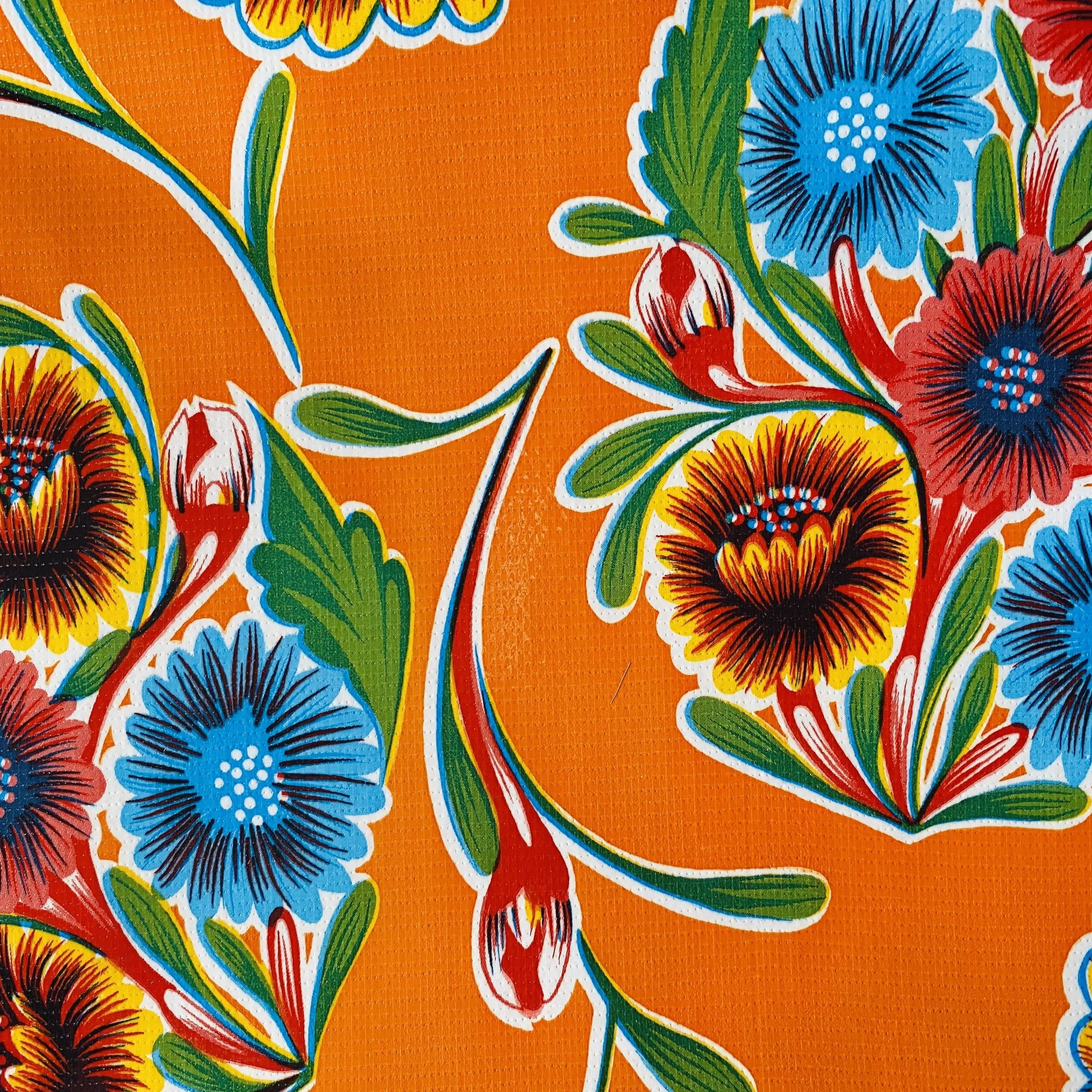 Orange Bloom Oilcloth Table Cover- Rectangle