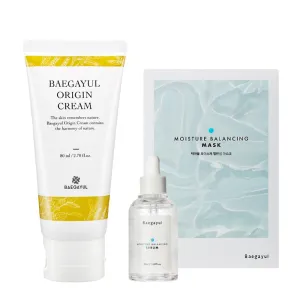 Origin Cream - Propolis with Korean Herbal Extracts & Moisture Balancing Serum - Hydrating & Soothing, Exfoliating & Moisture Balancing Sheet Mask 10EA - Korean Facemask, Non-Sticky Essence