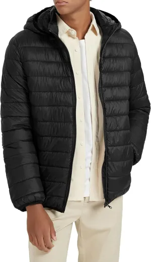 Orolay Men's Lightweight Hooded Puffer Jacket Packable Reversible Water-Resistant Winter Quilted Coat