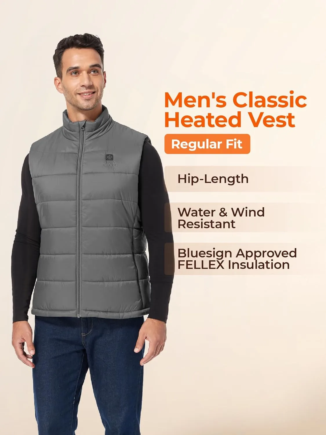 ORORO Men's Lightweight Heated Vest with Battery Pack (Charger Not Included)