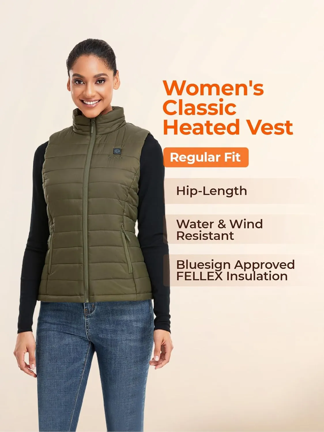 ORORO Women's Lightweight Heated Vest with Battery Pack (Charger Not Included)