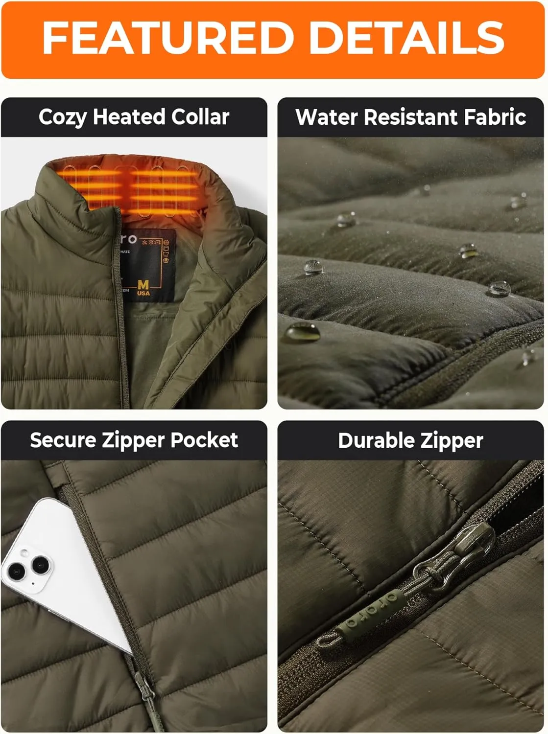 ORORO Women's Lightweight Heated Vest with Battery Pack (Charger Not Included)