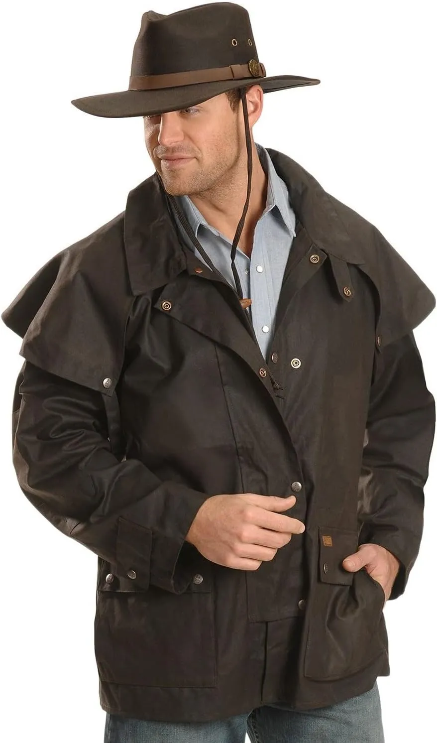 Outback Trading Company Men's 5020 Bush Ranger Waterproof Breathable Long Sleeve Oilskin Cotton Western Duster Jacket