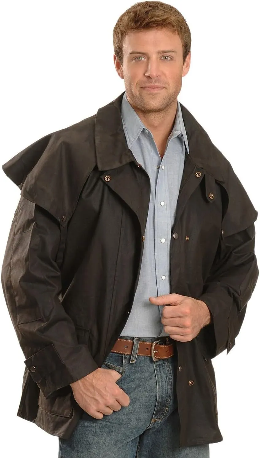 Outback Trading Company Men's 5020 Bush Ranger Waterproof Breathable Long Sleeve Oilskin Cotton Western Duster Jacket