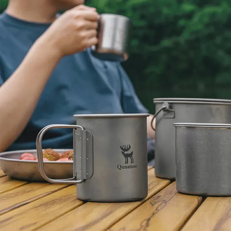 Outdoor Camping Durable Titanium for Elegant Qunature Lid Pure Folding Lightweight with Mug Worldwide coverage