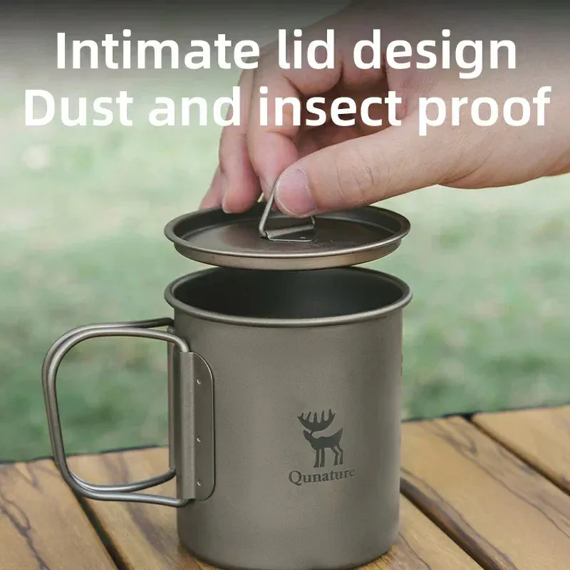 Outdoor Camping Durable Titanium for Elegant Qunature Lid Pure Folding Lightweight with Mug Worldwide coverage