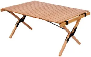 Outdoor Camping Picnic Wood Desk Folding Egg Roll Table Portable Foldable Self-Driving Tour Table