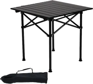 Outdoor Camping Tables That Fold Up Lightweight, Sturdy Aluminum Camping Table Seats 4 & Carry Bag Included; Great for Camping, Tailgating, Grilling, & More ( Color : Black , Size : 20.8x20.4x19.6in )