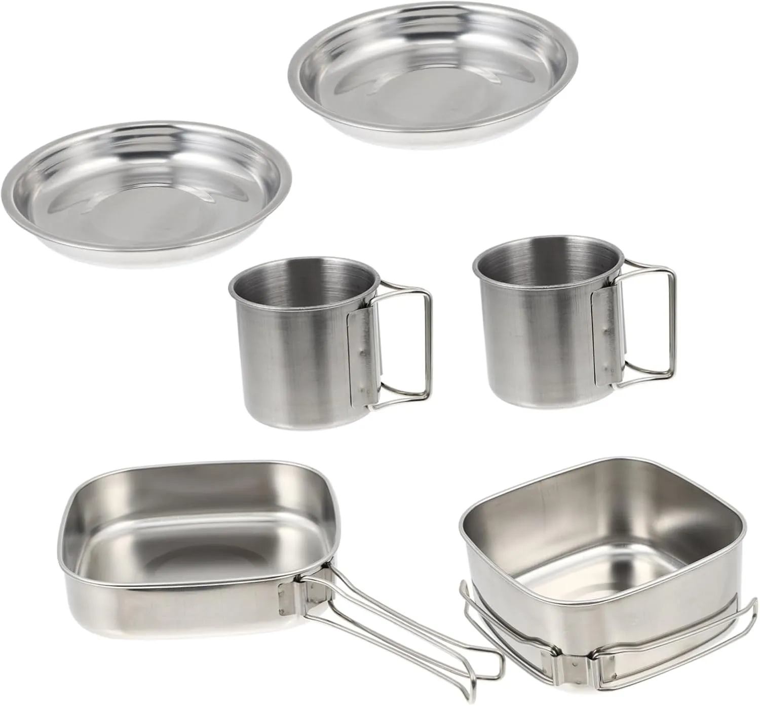 Outdoor Camping Tableware Cookware Camping Cooker Portable Picnic Cooking Pot Silver Stainless Steel