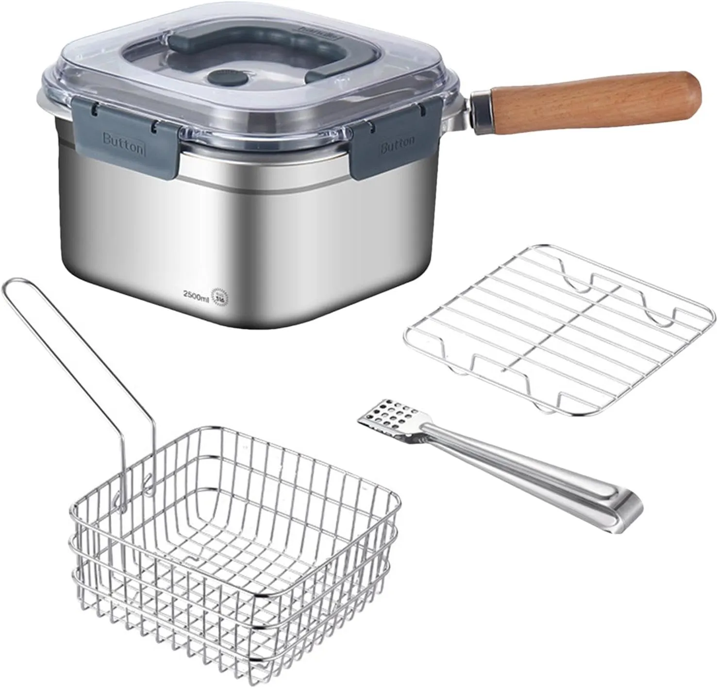 Outdoor Cookware - Camping Pot With Cookware, Compact Camping Equipment | Multipurpose Cooking Set For Hiking, Stainless Steel Fryer, Basket For Fr