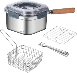 Outdoor Cookware - Camping Pot With Cookware, Compact Camping Equipment | Multipurpose Cooking Set For Hiking, Stainless Steel Fryer, Basket For Fr