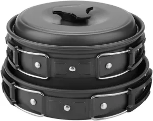 Outdoor Cookware, Portable Cookware, Cam Cookware, for Outdoor Picnic Travel Pot and Bowl Set Black Green