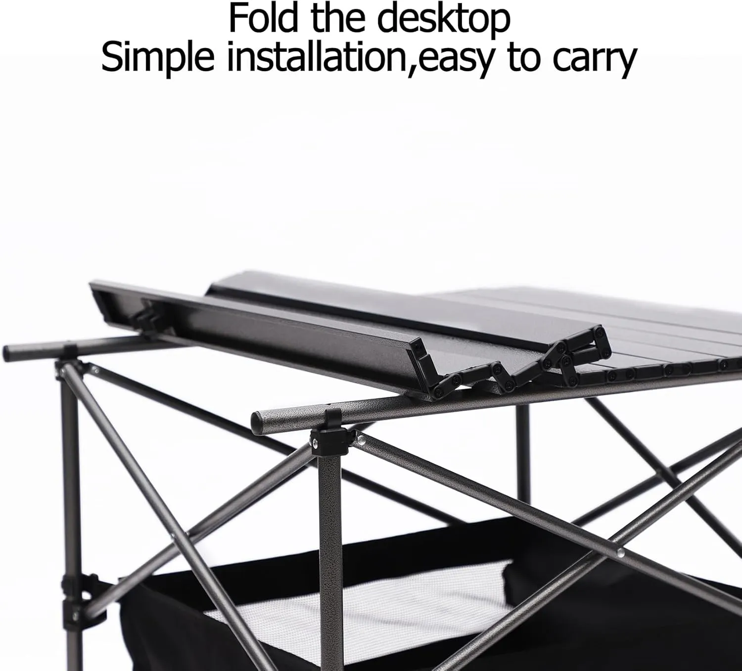 Outdoor Folding Camping Table and Chairs Set of 3, Lightweight Aluminum Roll-up Square Folding Table and Chairs Set for Indoor Outdoor Camping Picnics Beach Backyard BBQ Party Patio, Black&Blue