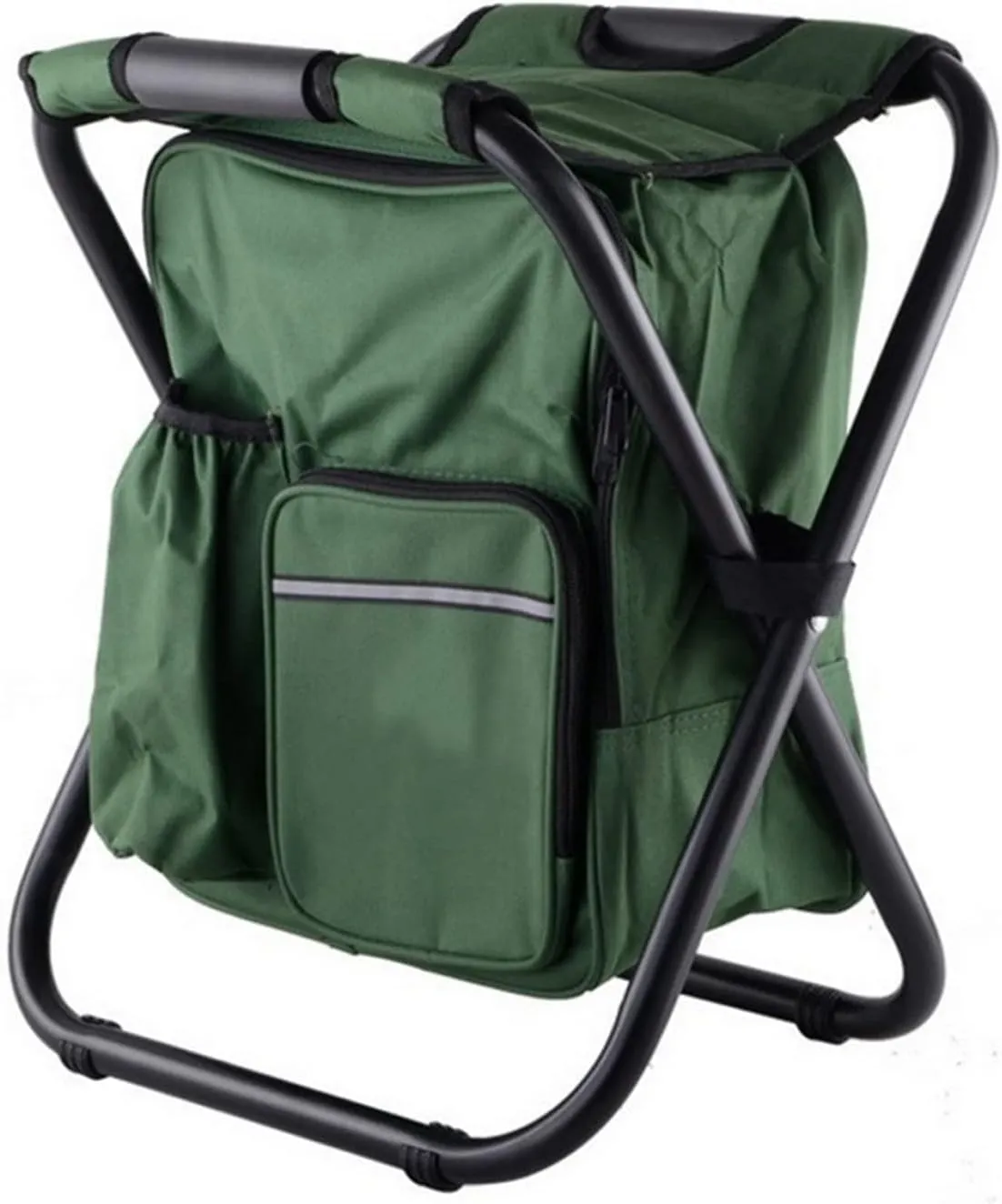 Outdoor Folding Chair with Ice Pack Camping Fishing Stool Portable Backpack Cooler Insulated Picnic Bag Hiking Seat Furniture