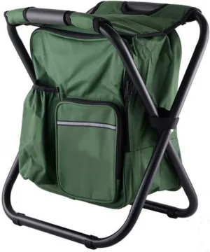 Outdoor Folding Chair with Ice Pack Camping Fishing Stool Portable Backpack Cooler Insulated Picnic Bag Hiking Seat Furniture