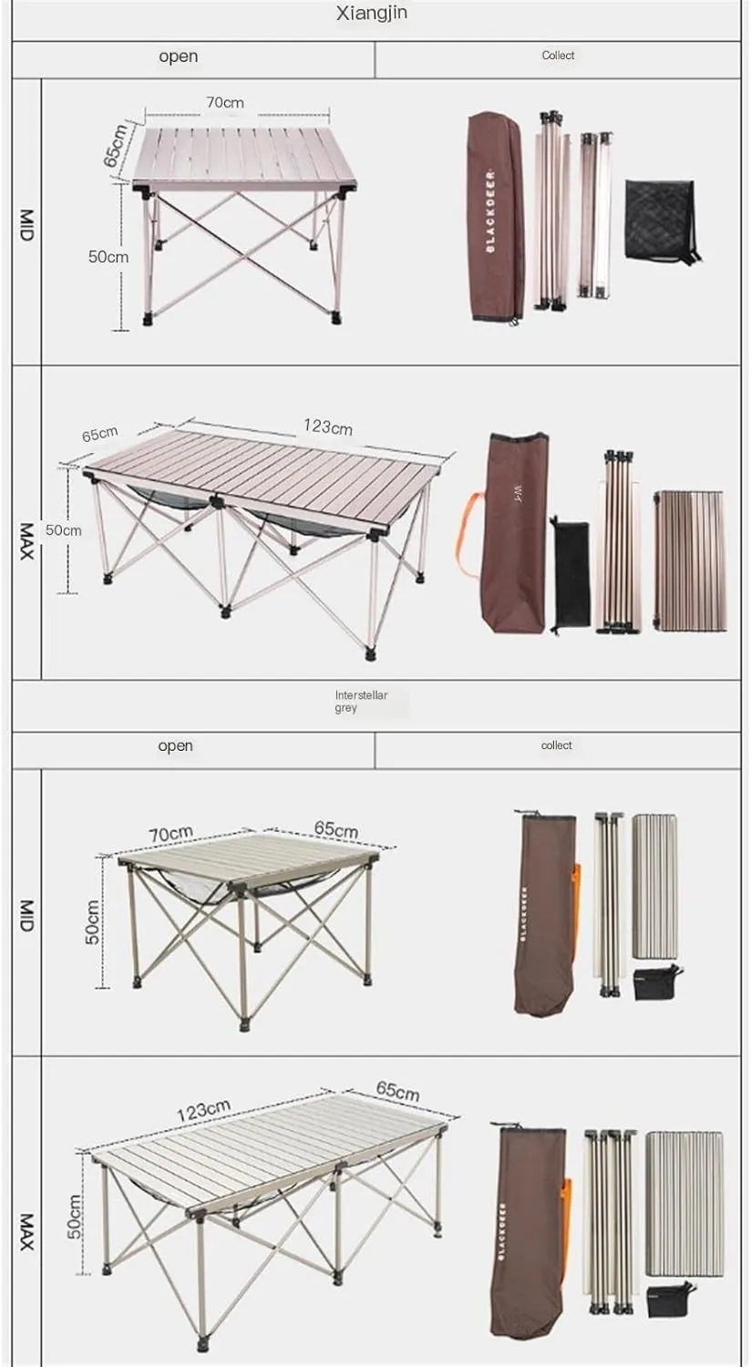 Outdoor Folding Portable Table, Camping Egg Roll Table, Household Aluminum Alloy Barbecue Picnic Telescopic Table 颜色 : Small Table 2house Chair  4 House Chair