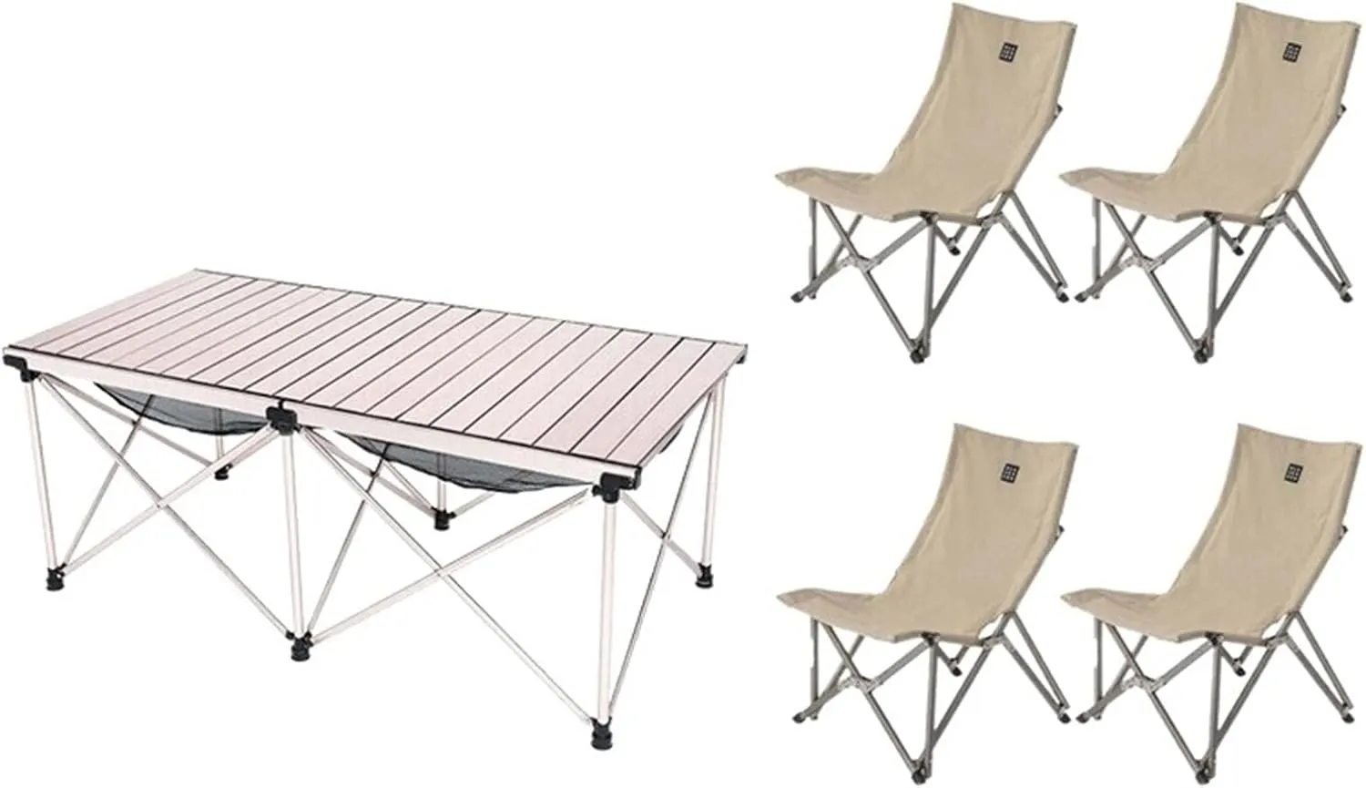 Outdoor Folding Portable Table, Camping Egg Roll Table, Household Aluminum Alloy Barbecue Picnic Telescopic Table 颜色 : Small Table 2house Chair  4 House Chair