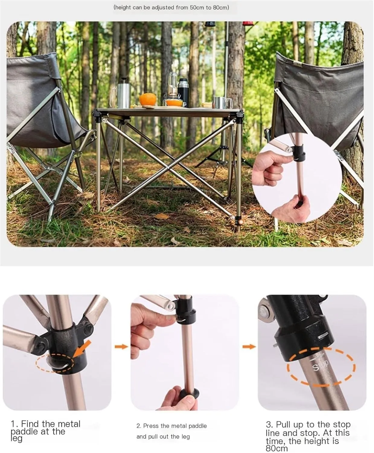 Outdoor Folding Portable Table, Camping Egg Roll Table, Household Aluminum Alloy Barbecue Picnic Telescopic Table 颜色 : Small Table 2house Chair  4 House Chair