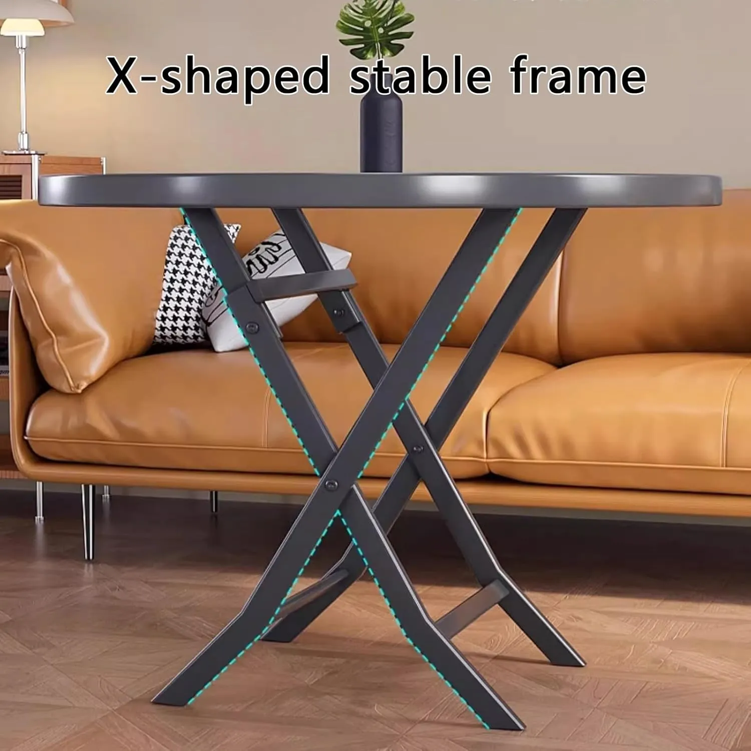 Outdoor Portable Camping Table, Portable Aluminum Picnic Table, Stable Solid Glass Folding Table, Foldable Roll-up Table with Handle for Indoor, Backyard, BBQ, Patio(Black,70cm)