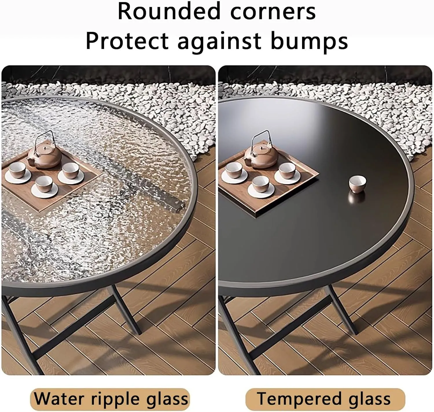 Outdoor Portable Camping Table, Portable Aluminum Picnic Table, Stable Solid Glass Folding Table, Foldable Roll-up Table with Handle for Indoor, Backyard, BBQ, Patio(Black,70cm)
