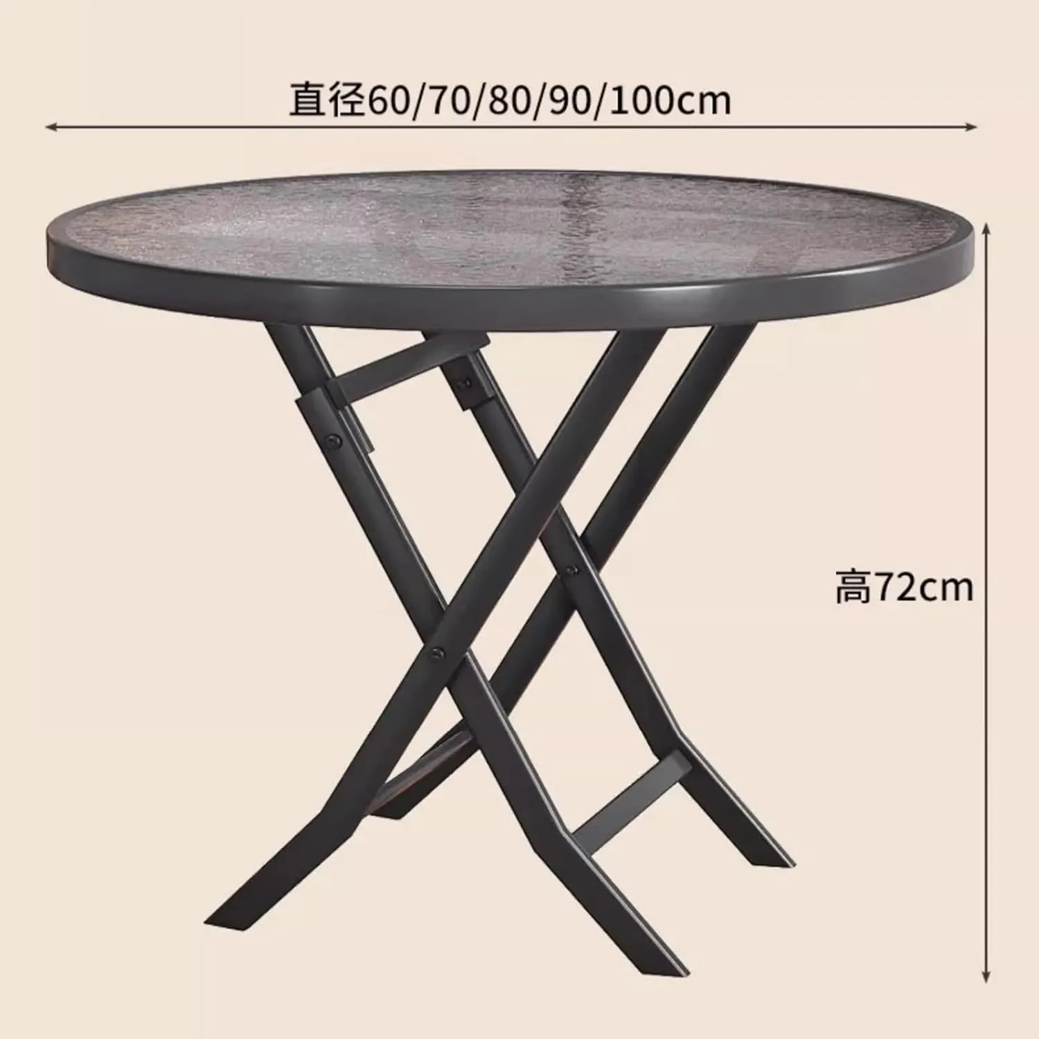 Outdoor Portable Camping Table, Portable Aluminum Picnic Table, Stable Solid Glass Folding Table, Foldable Roll-up Table with Handle for Indoor, Backyard, BBQ, Patio(Black,70cm)