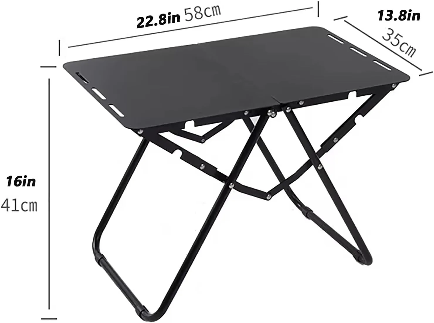 Outdoor Small Aluminum Folding Table Folding Portable Picnic Camping Table Lightweight for Outdoor Travel Beach, Backyards, BBQ, Party and Picnic(Black)
