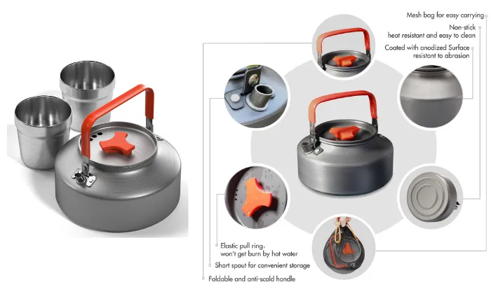 Outdoor Teapot With Cup Stainless Steel Rustproof