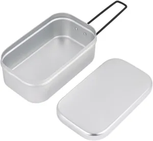 Outdoor Travel Camping Aluminum Lunch Box with Foldable Handle Lightweight and Portable Food Container for Hiking and Picnics Design with Side Grooves for Leak Prevention