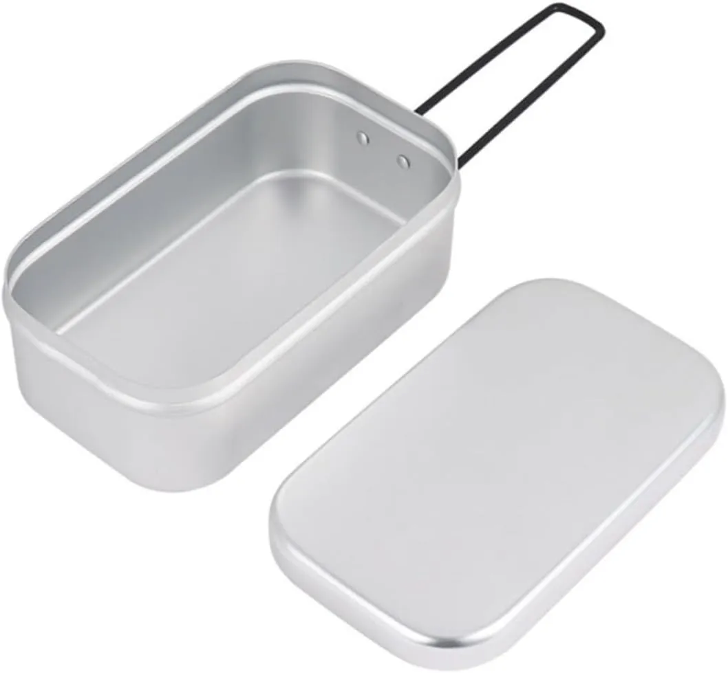 Outdoor Travel Camping Aluminum Lunch Box with Foldable Handle Lightweight and Portable Food Container for Hiking and Picnics Design with Side Grooves for Leak Prevention