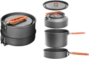 Outdoor Ultra-Light Portable 7Pcs Camping Cookware Set Outdoor Camping Hiking Backpacking Non-Stick Cooking Picnic Spoon Pots & Pans