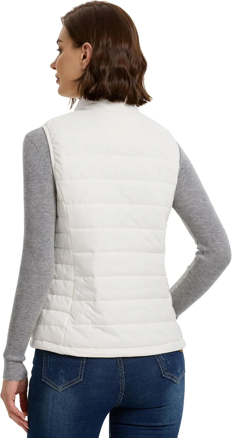 Outdoor Ventures Women's Lightweight Puffer Vest Outerwear Zip Up Warm Sleeveless Winter Jacket Padded Gilet Quilted Coat