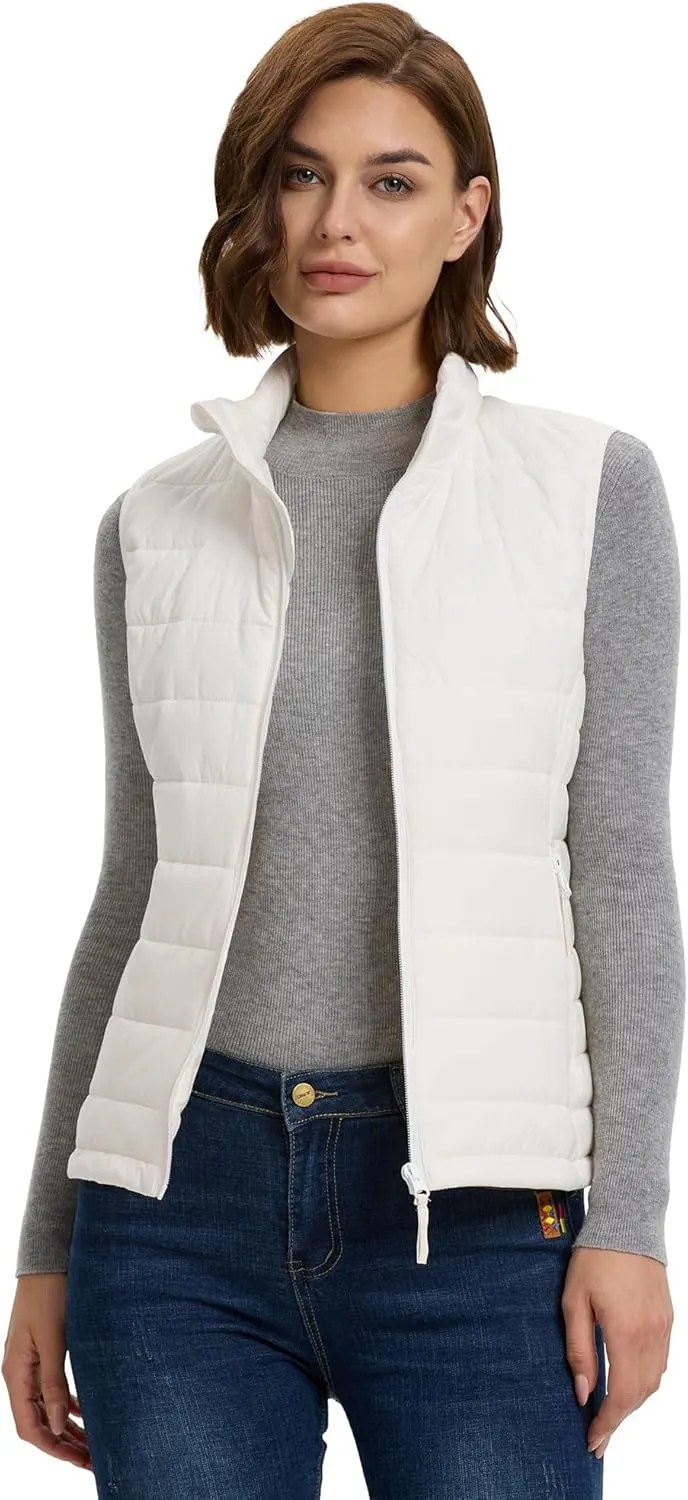 Outdoor Ventures Women's Lightweight Puffer Vest Outerwear Zip Up Warm Sleeveless Winter Jacket Padded Gilet Quilted Coat