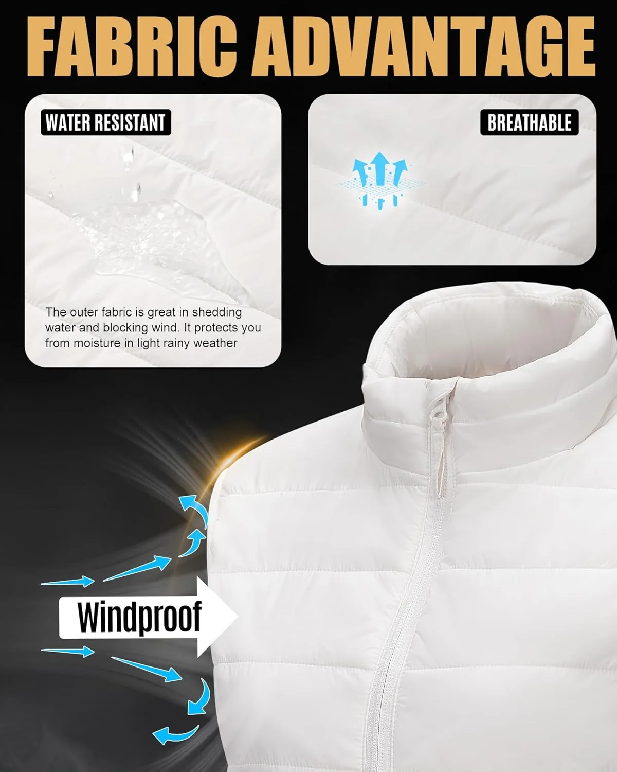 Outdoor Ventures Women's Lightweight Puffer Vest Outerwear Zip Up Warm Sleeveless Winter Jacket Padded Gilet Quilted Coat