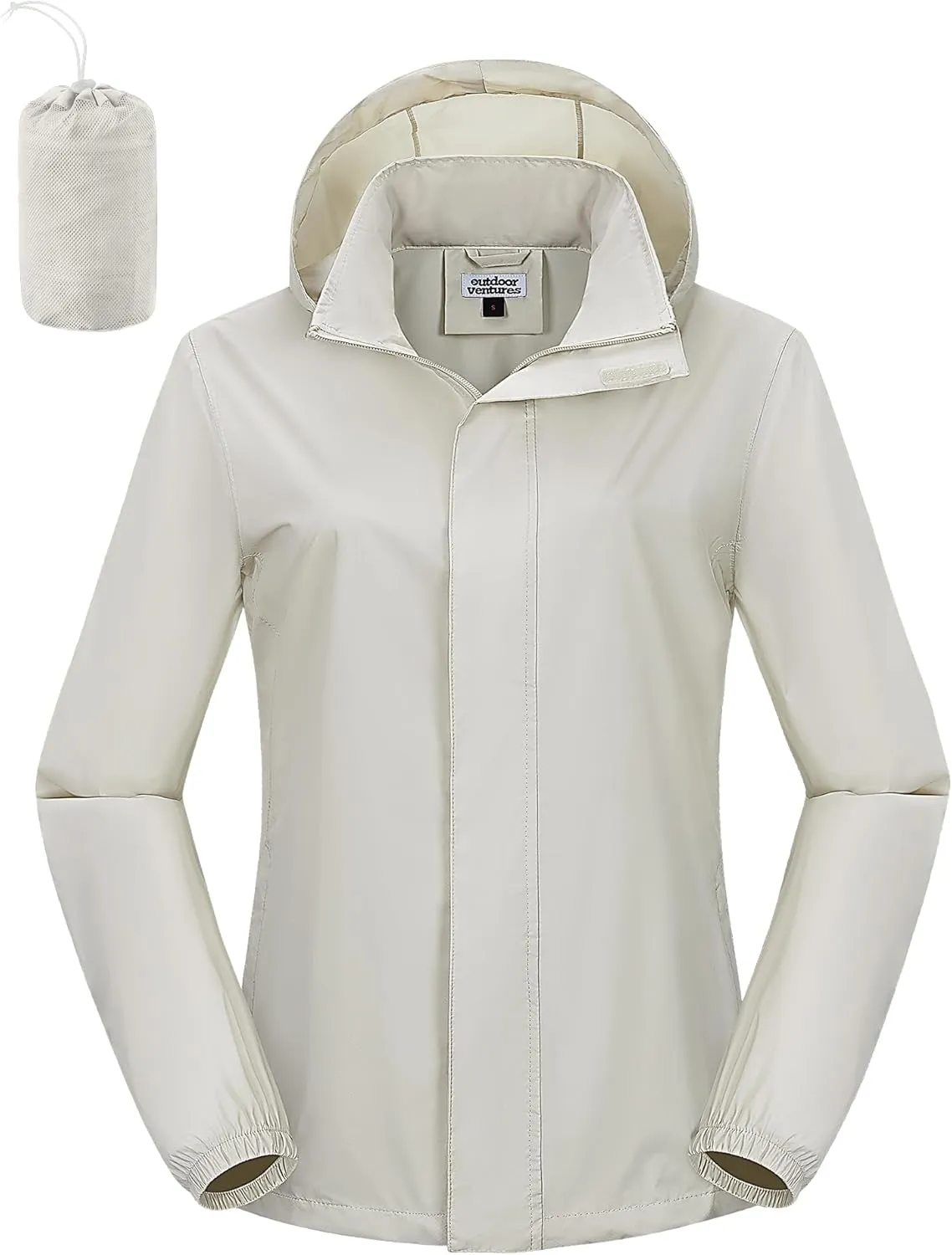 Outdoor Ventures Womens Lightweight Rain Jacket Packable Waterproof Rain Coat with Hood for Travel Windbreaker