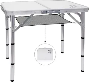 Overstock Folding Card Table Adjustable Height, Portable Camping Table Lightweight Aluminum, with Carry Handle for Outdoor, Beach White 15.8" D x 23.7" W x 21.3" H