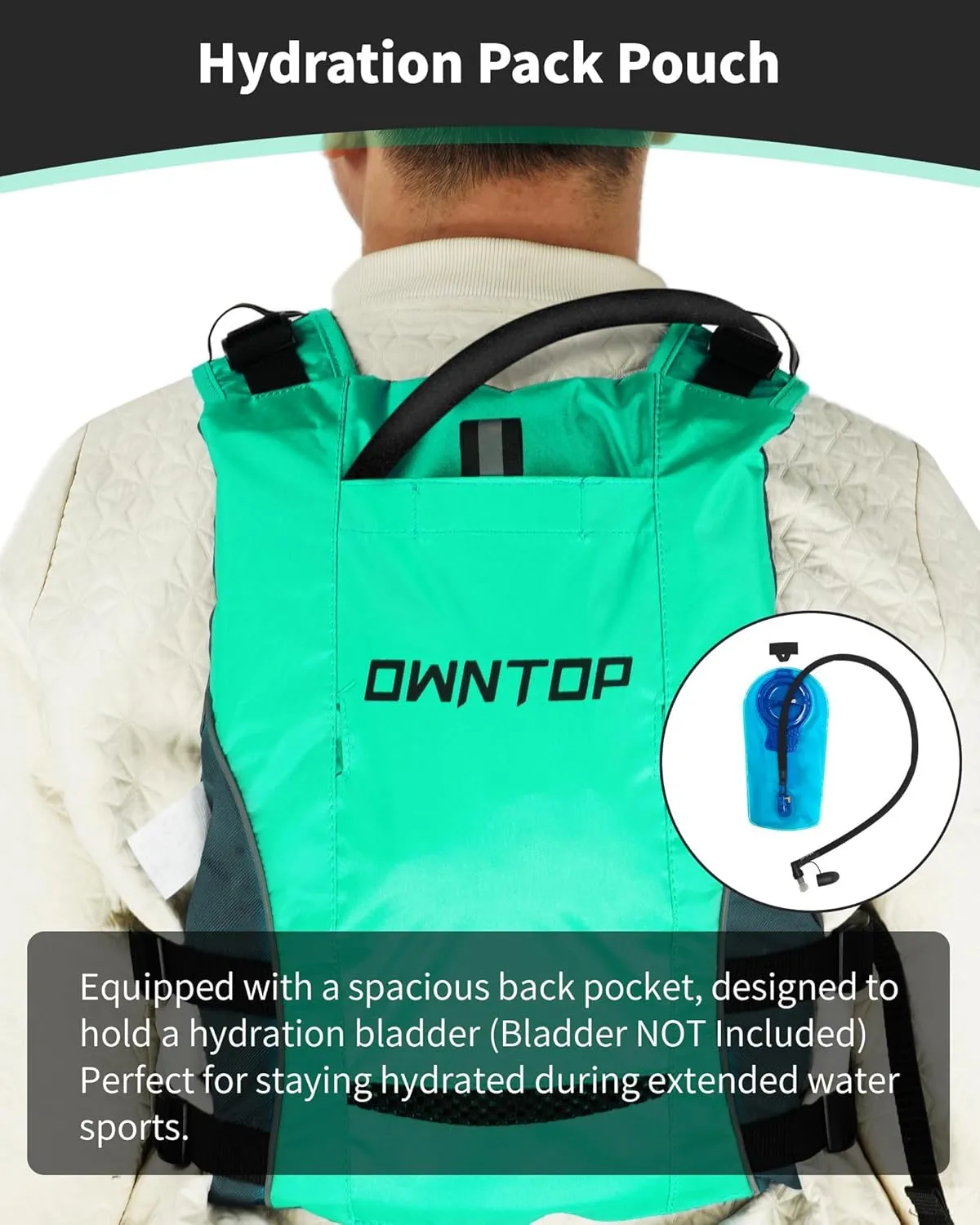 Owntop Swim Jacket Adult Youth | Hydration Pack | Dual Mesh Pockets | Attached Whistle | Ultra-Thin for Freer Movement | Kayak, Boating, Fishing, All Watersports