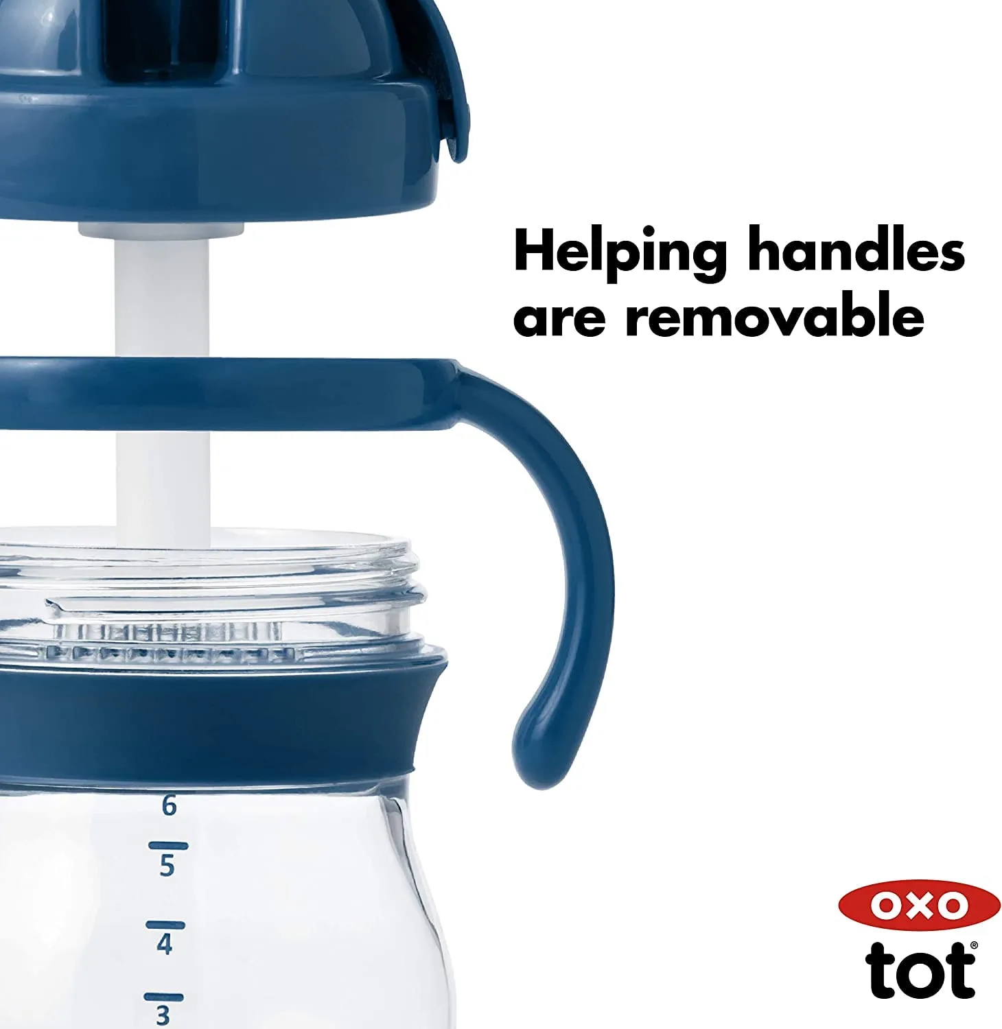 OXO Tot Transitions Straw Cup With Handles 6 oz - Navy - 2 Pack