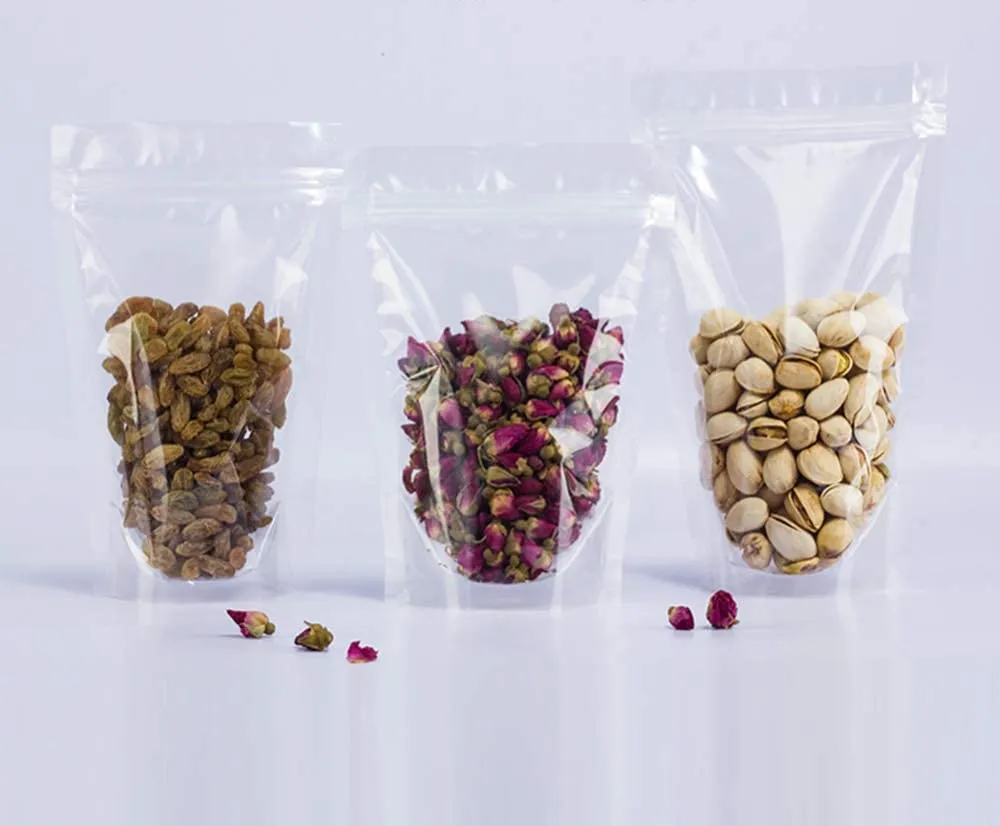 PABCK 100 Pack (Outside Size 3.9x5.9 inch)(Inside Size 3.54x3.66 inch) Clear Resealable Stand Up Bags Heat Seal Zipper Lock Leakproof Storage Pouch for Zip Food Storage Lock Packaging with Tear Notch