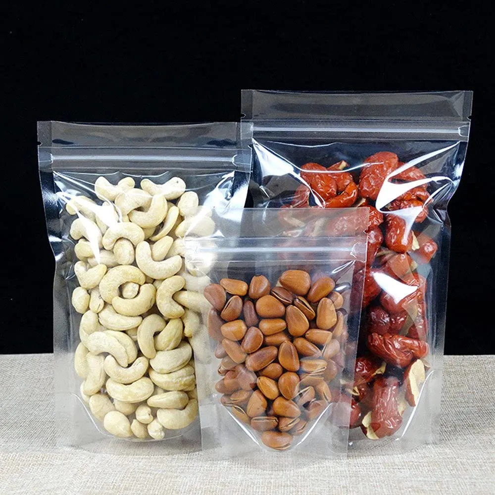 PABCK 100 Pack (Outside Size 3.9x5.9 inch)(Inside Size 3.54x3.66 inch) Clear Resealable Stand Up Bags Heat Seal Zipper Lock Leakproof Storage Pouch for Zip Food Storage Lock Packaging with Tear Notch