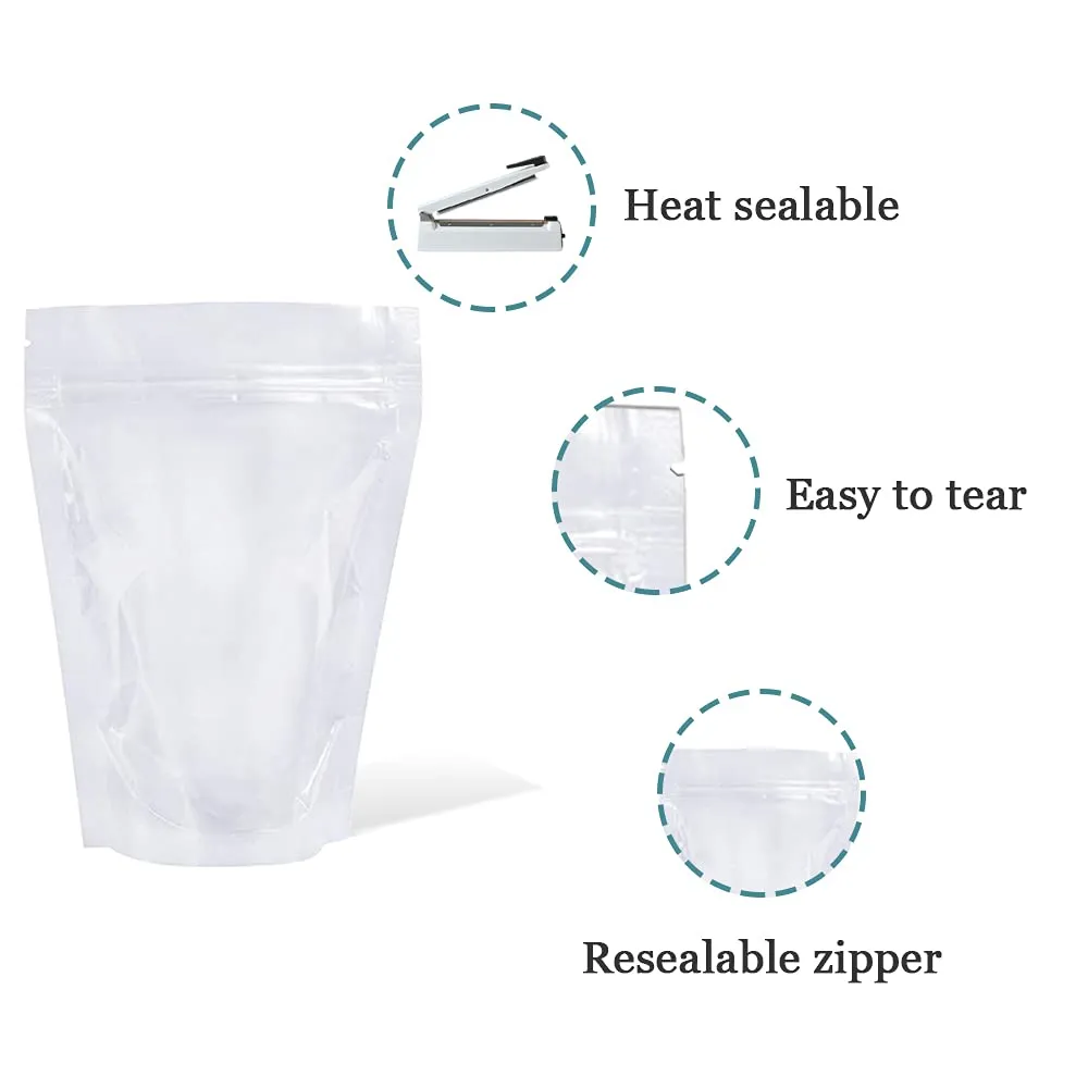 PABCK 100 Pack (Outside Size 3.9x5.9 inch)(Inside Size 3.54x3.66 inch) Clear Resealable Stand Up Bags Heat Seal Zipper Lock Leakproof Storage Pouch for Zip Food Storage Lock Packaging with Tear Notch