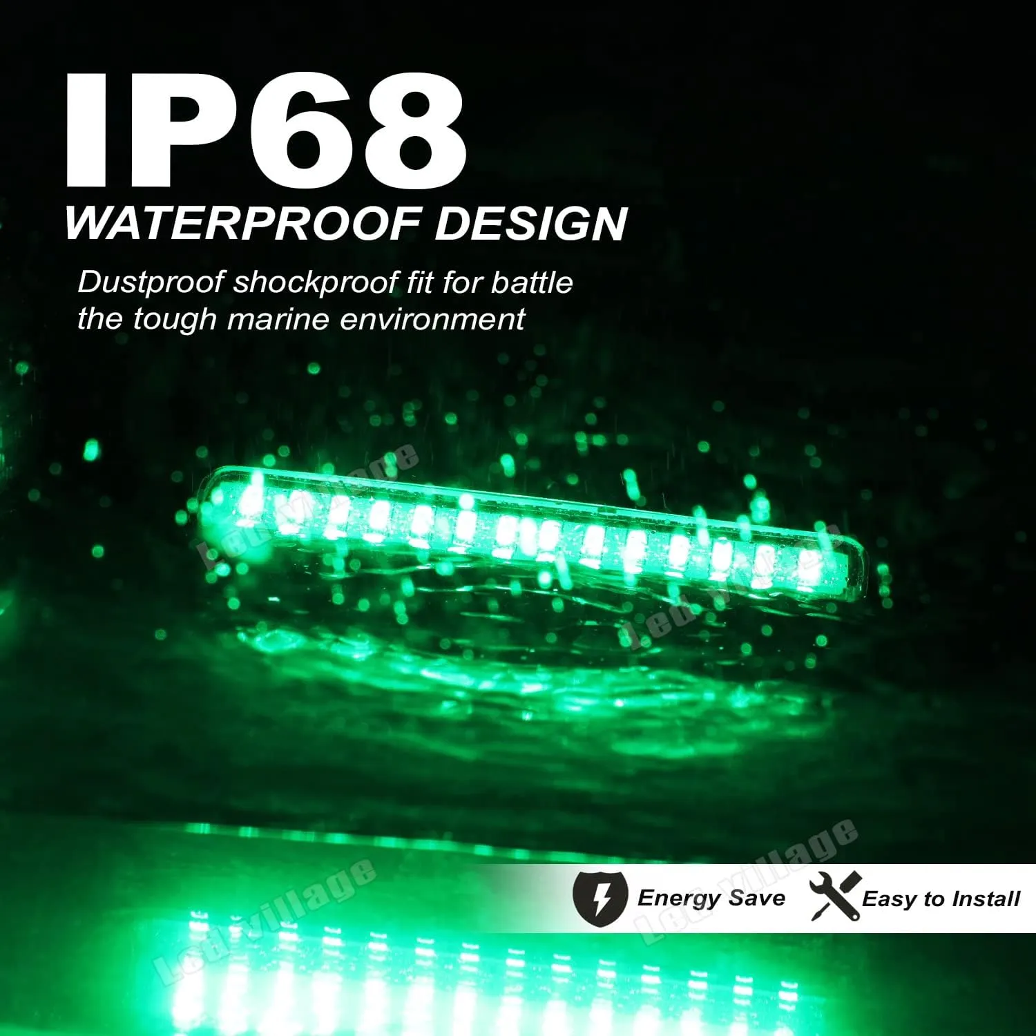 Pack of 2 Clear Lens Green Navigation Transom Lights 42 LED with Stainless Steel Housing for Pontoon Boat Sailboat Skeeters Marine Courtesy Lamps 10-30V DC