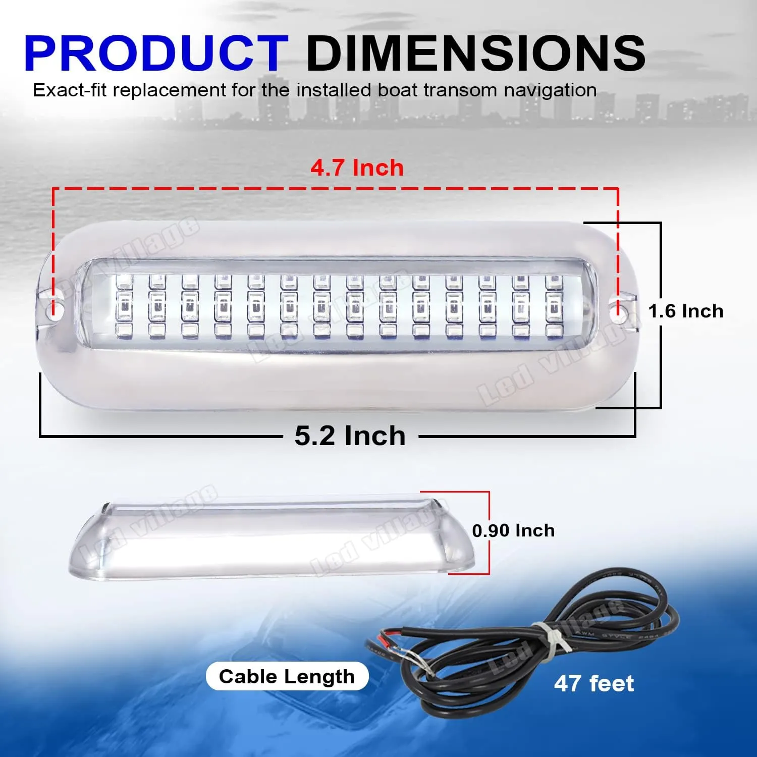 Pack of 2 Clear Lens Green Navigation Transom Lights 42 LED with Stainless Steel Housing for Pontoon Boat Sailboat Skeeters Marine Courtesy Lamps 10-30V DC