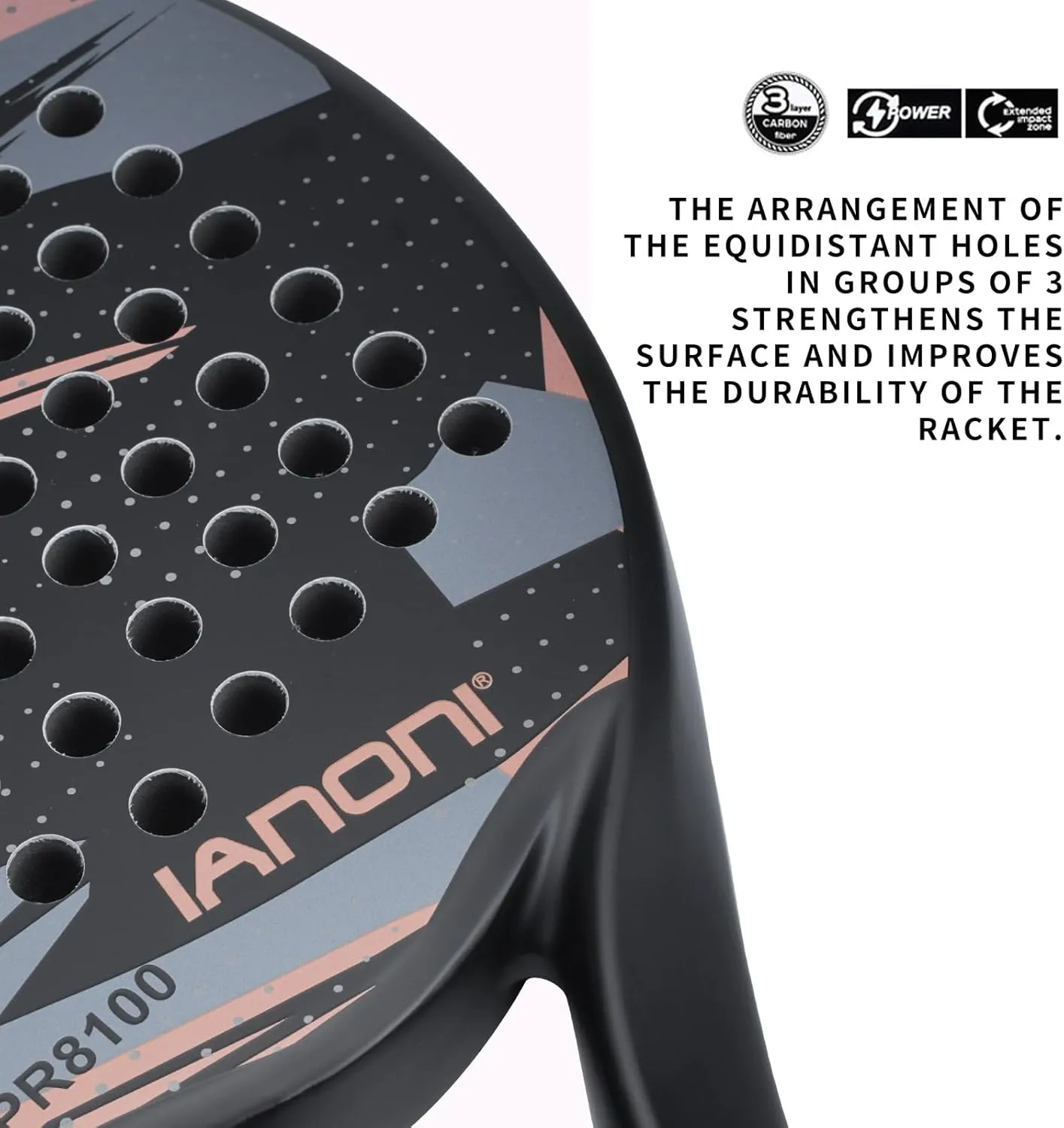 Padel Racket Carbon Fiber Surface with EVA Memory Flex Foam Core Lightweight Padel Racquet