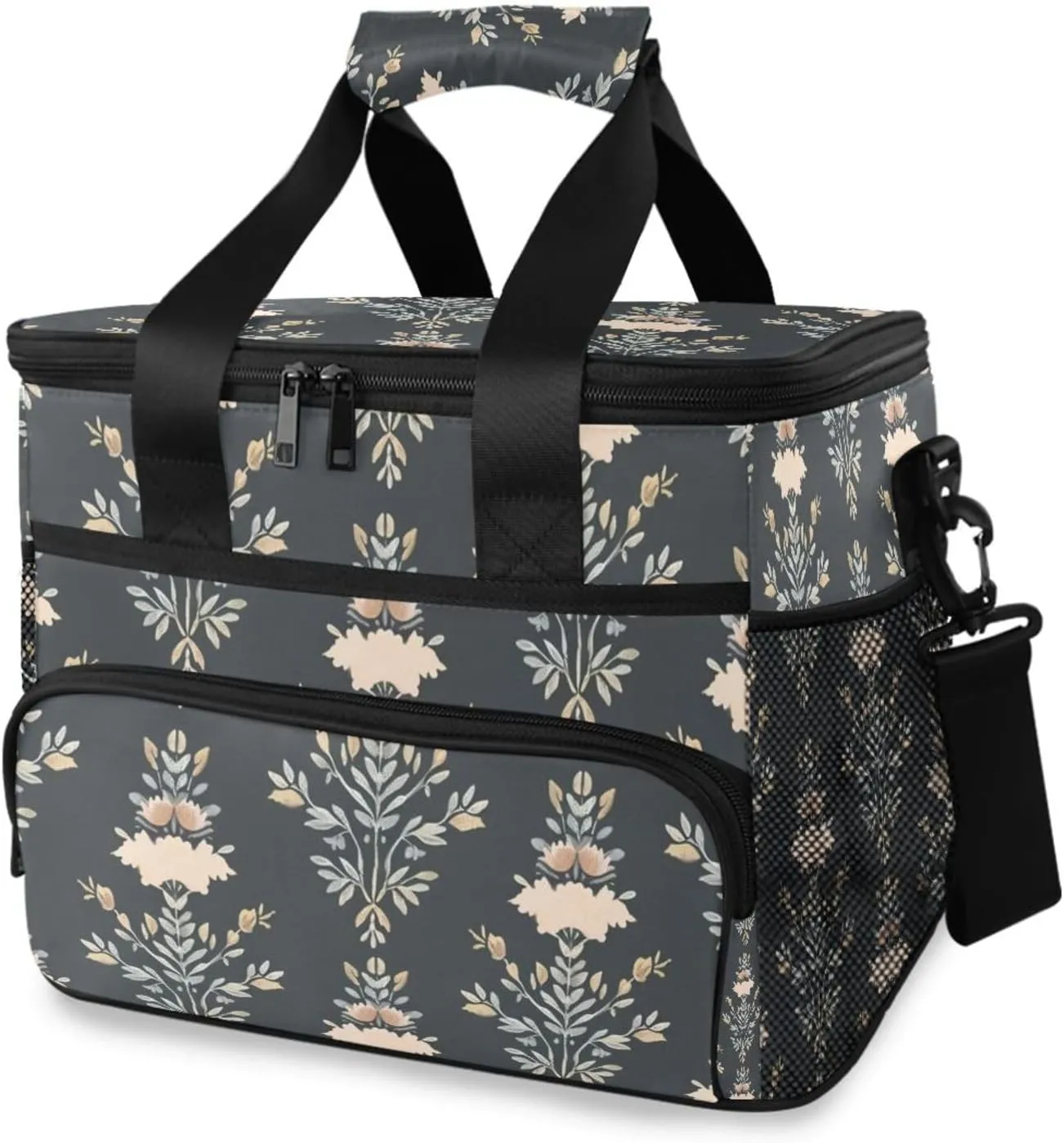 Paisley Figure Boho Flower Cooler Bag Insulated Cooler Soft Sided Cooler 24 Can Portable Picnic Bag Large Leakproof Lunch Bag Box for Beach Grocery Camping Travel Car Men Women