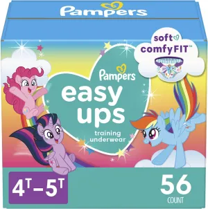 Pampers Easy Ups Training Underwear Girls, 4T-5T Size 6 Diapers, 56 Count (Packaging & Prints May Vary) (Pack of 2)