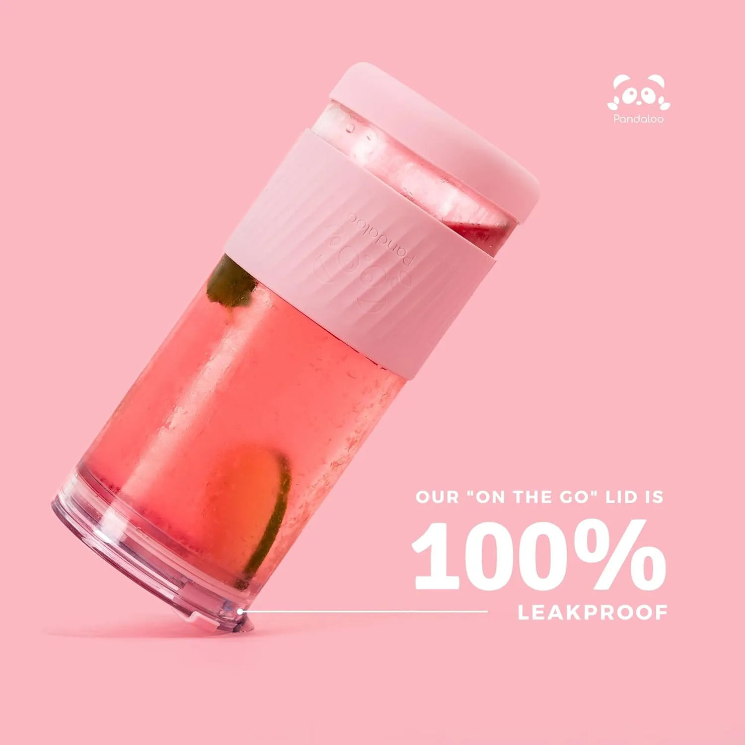 Pandaloo® Glass Cups With Lids and Straws -20 Fl Oz- Perfect Size Iced Coffee Cup - Smoothie Cup With Bamboo Lid and On the go Lid - Glass Tumbler (2 Count (Pack of 1), Black Saphir-Tender Pink)
