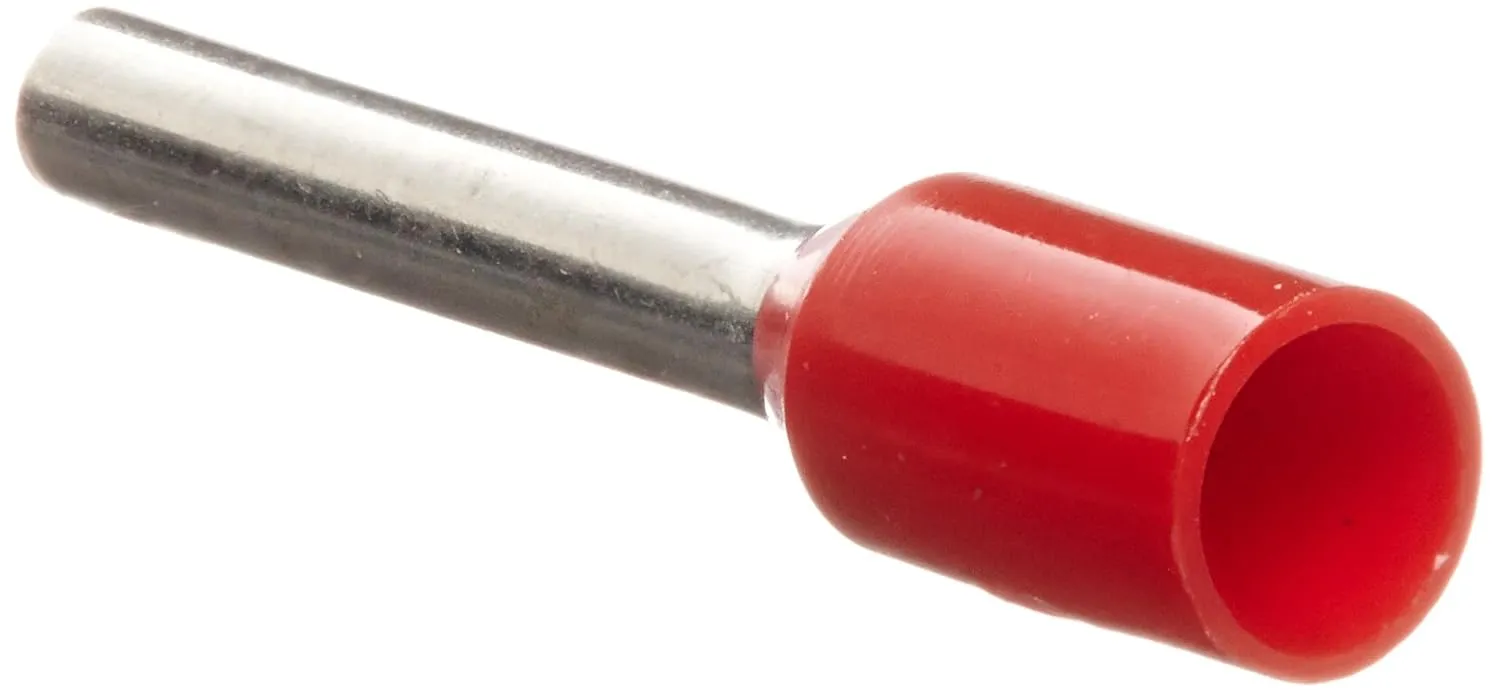 Panduit FSD77-12-D Insulated Ferrule, Single Wire, 18 AWG (1.0mm²), 0.47-Inch Pin Length, Red DIN End Sleeve (500-Pack)